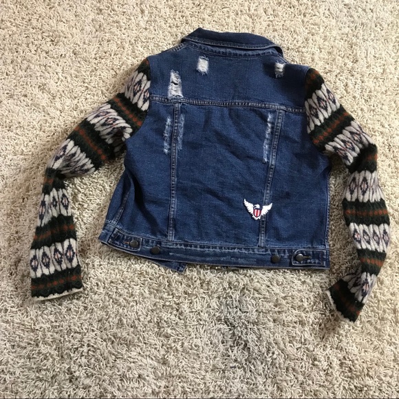 Free People Cypress Jean Vest, w/ Sweater Sleeves - Picture 2 of 5